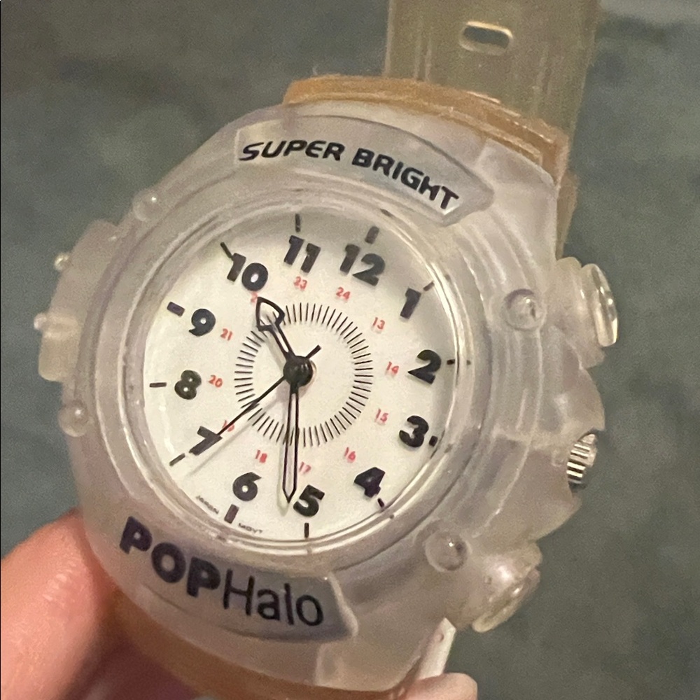 XONEX POP HALO SUPER BRIGHT Translucent Clear Wrist WATCH Analog Vintage Y2K